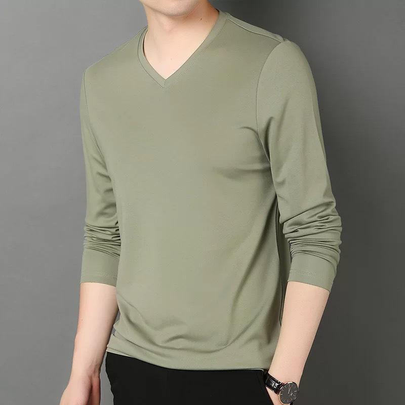 2023 Men's Slim Fit V-Neck Long-Sleeved T-Shirt for Spring and Autumn