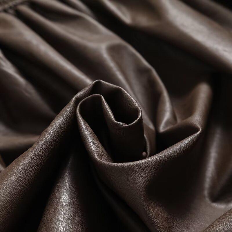 2024 Осень Женское пальто-толстовка с капюшоном в европейском и американском стиле из искусственной кожи