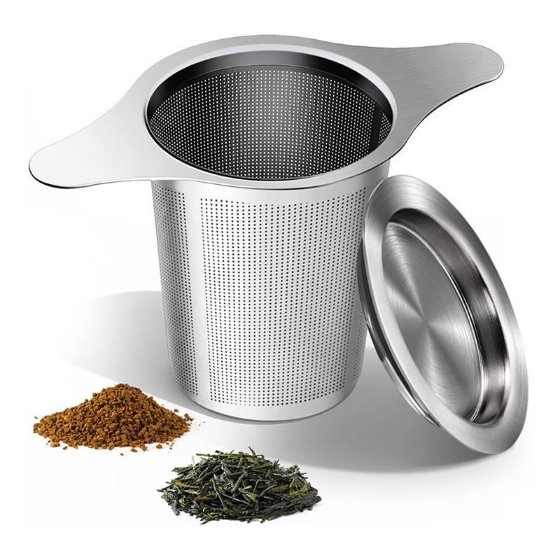 1 шт. Очень тонкий заварочный чайник для рассыпного чая, 304 нержавеющая сталь, чайное ситечко, чайный фильтр с крышкой и термостойкими ручками