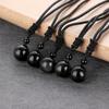 Fashion Lucky Blessing Amulet Obsidian Pendant Round Ball Necklace