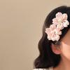 Новая Мода Сатиновые Розовые Цветы Зажимы для Волос Корейские Имитация Жемчуга Боковые Заколки Шпильки Для Женщин Милые Аксессуары для Волос