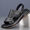 Мужские сандалии кожаные летние коровья кожа пляжная обувь 2025 новые для вождения нескользящие двойного назначения папа мужские сандалии