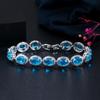 WWJ Shiny Light Blue Oval Zirconia Tennis Bracelets Jewelry Gift