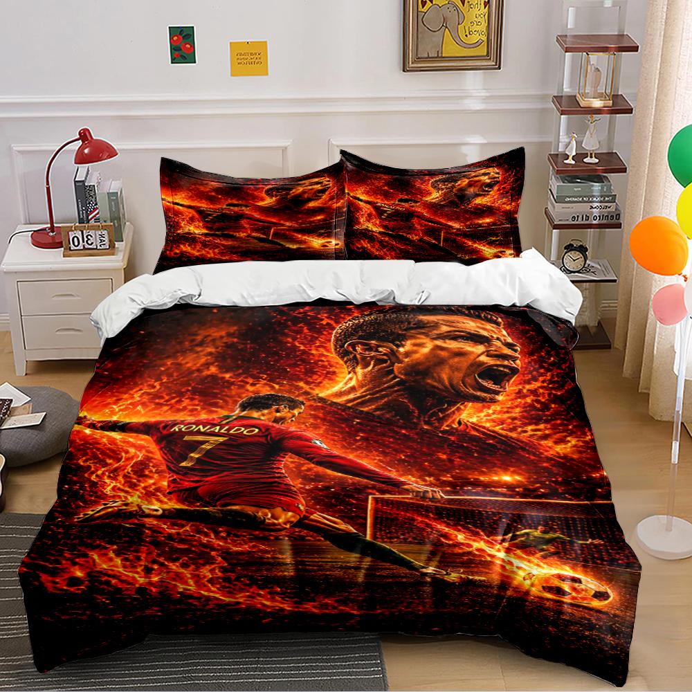 Fiery Soccer Bedding Set for Fans Bedding set (1 duvet cover, 2 pillowcases, duvet not included)