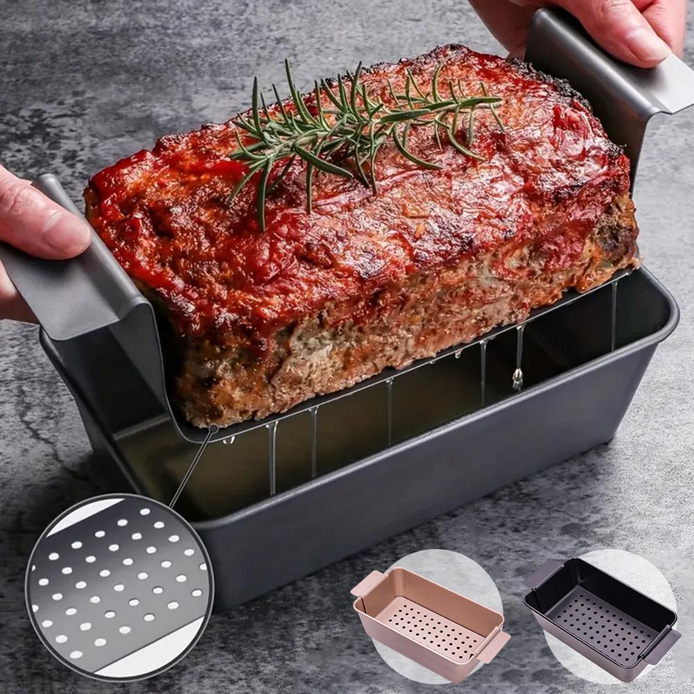 Toast Mold Household Bread Pan W/ Detachable Drain Tray Nonstick Bread Bake Mold for Meat Brownie Toast Bread Pastry Baking
