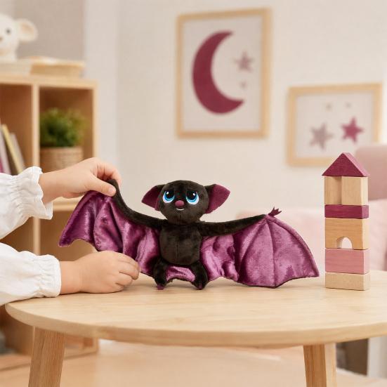 Soft Bat Animal Plush Toy, Realistic Bat Design Doll with Fluffy Wings, Breathable Fabric Plush Animal Toy for Kids And Adults