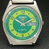 Seiko 5 AUTOMATIC JAPAN 6309A MENS VINTAGE GREEN COLOR DIAL WATCH A702728-1 R210-a702728