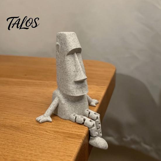 Талос 3D-печатная шарнирная статуэтка Моаи, фигурка с подвижными суставами, устойчивая скульптура с текстурой камня для декора рабочего стола, гостиной, кабинета, подарок