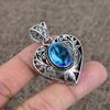 Blue Topaz Gemstone Handmade 925 Sterling Silver Jewelry Pendant 1.77" KKG-13