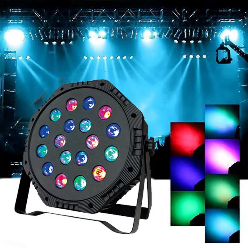 18 светодиодных RGB сценических светильников DMX512 со звуковым управлением и стробоскопической лампой для дискотек с вилкой ЕС/США для диджеев, свадеб, баров, клубов, рождественских вечеринок, освещения, декора
