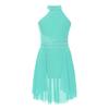 Girls Glittery Lyrical Dance Dress - Rhinestone Decor & Irregular Hem for Stage Performances