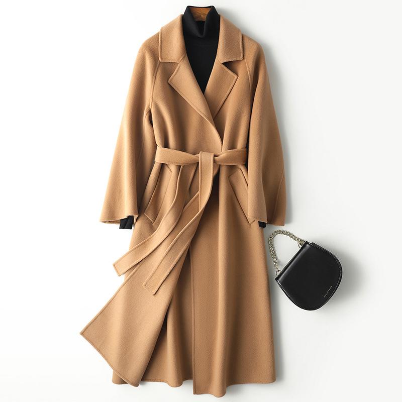 Double-sided Cashmere Coat for Women's New Slim-fitting and Thin Wool Coat for Women's High-end