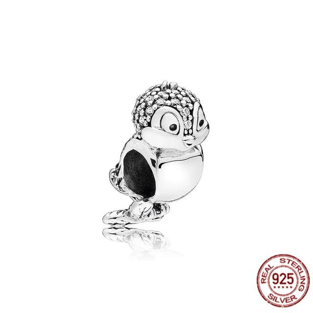 Очаровательная бусина подходит для оригинального браслета/серьг/ожерелья из стерлингового серебра 925 пробы, ювелирное украшение в виде гриба Нини, кролика, мудрой совы, лисы