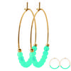 [R5744] - Gold Plated Hoop Earrings 'Mineralia' Golden Blue Quartzite - 3 Cm 3 Mm