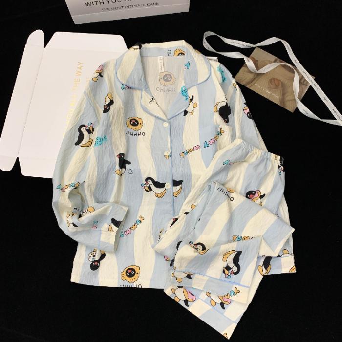 Пижамы повседневные с отложным воротником домашняя одежда женские пижамы осень новые винтажные пижамы