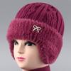 Шапка женская кроличий мех защита ушей теплая вязаная шапка пожилая женщина ветрозащитная флисовая шапка-пуловер шерстяная шапка