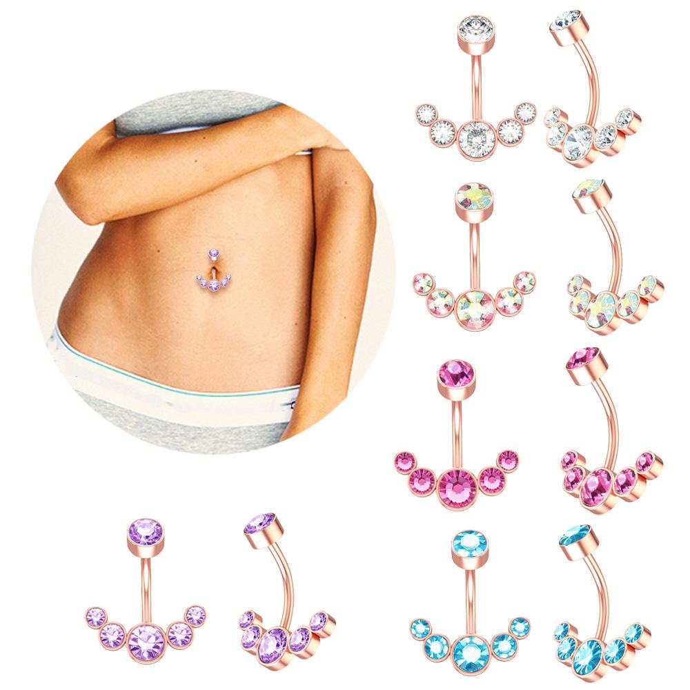 Party Bar 316L Surgical Steel Gifts Women Body Jewelry Belly Button Ring Crystal Curved Navel Ring