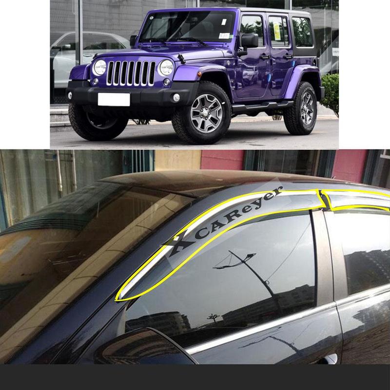 Для Jeep Wrangler 2010 2011 2012 2013 2014 2015 2016 2017 Автомобильная наклейка Пластиковый оконный стекло Ветровик Защита от дождя/солнца Вентиляционное отверстие