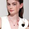 [Rosemont] Silver Black Heart Necklace Rc24B34J