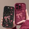 Bowknot Floral Print Matte TPU Case Shell For iPhone 16 Pro Max 15 Pro 14 13 12 11 XS XR Lens Protection Shockproof Soft Silicone Phone Cover