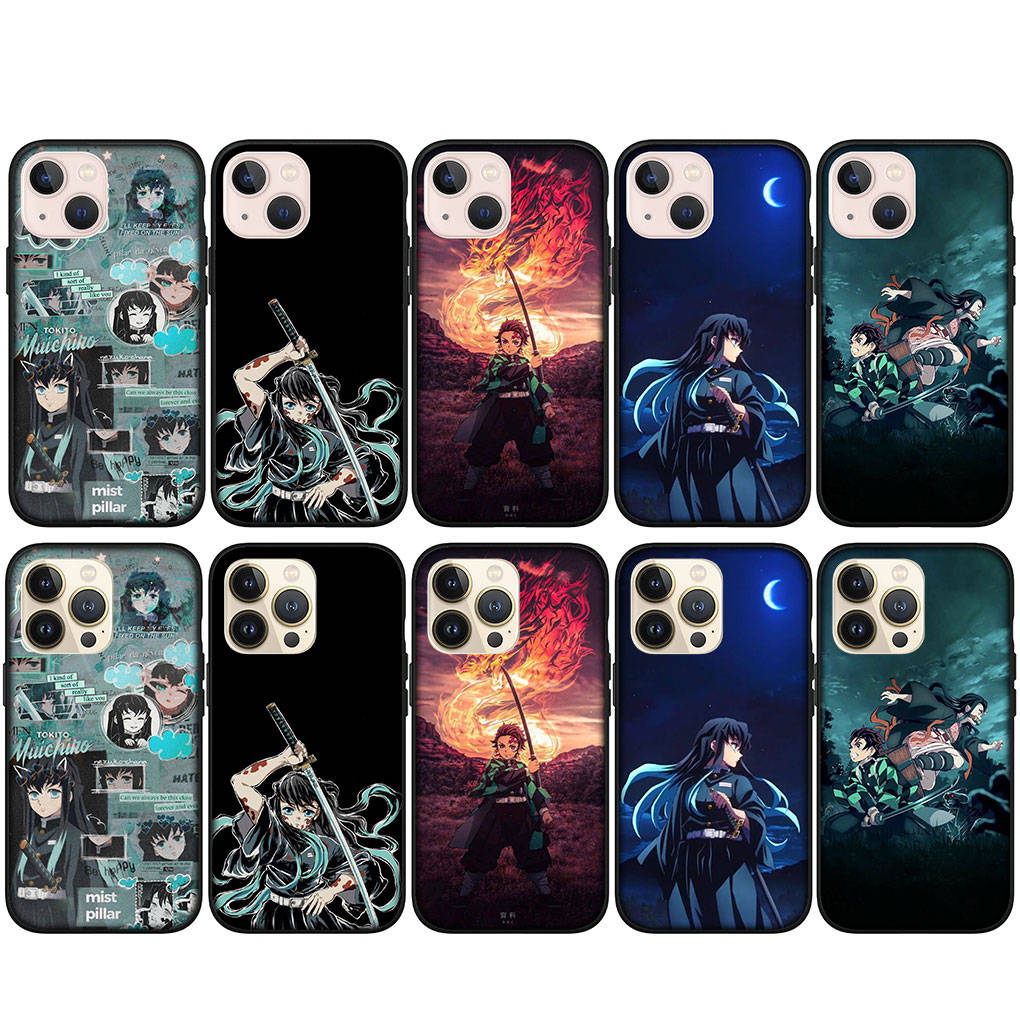 Для iPhone 16 15 Xiaomi Redmi Note 13 12 11 Pro Max X 9 14 XR Samsung Galaxy S24 S23 Plus Huawei OPPO Muichiro Tokito Tanjirou Demon Slayer чехол для телефона