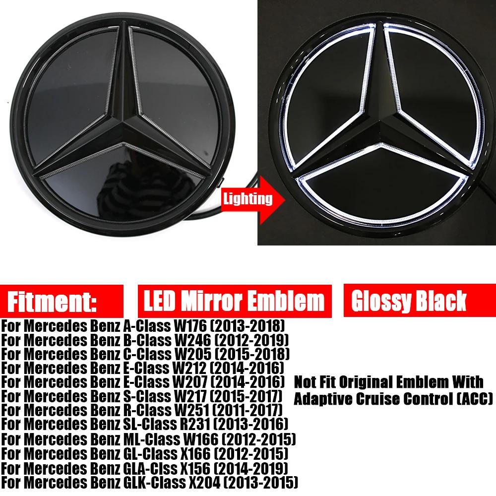 1pcs Star Badge Car Front Grill LED Emblem Light For Mercedes Benz E-Class W212 W207 W205 W117 X204 X166 3D Mirror Logo BG1