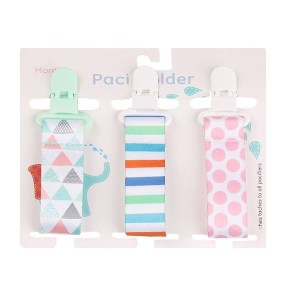 3PCs Pacifier Chain Bracket Dummy Clips Cartoon Print Child Pacifier Clips Nipple Holder Infants