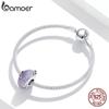 BAMOER стерлингового серебра 925 пробы фиолетовые стеклянные бусины-шармы «мечта» для оригинальных браслетов и ожерелья диаметром 3 мм