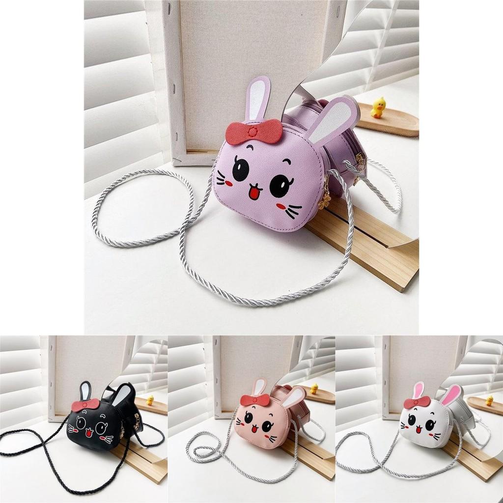 Милая детская мультяшная сумка через плечо из полиэстера с бантиком-кроликом очень легкая