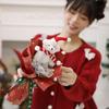 Santa Claus Cotton Pine Cone Handmade Christmas Crochet Bouquet Creative Xmas Flower Bouquet  Party