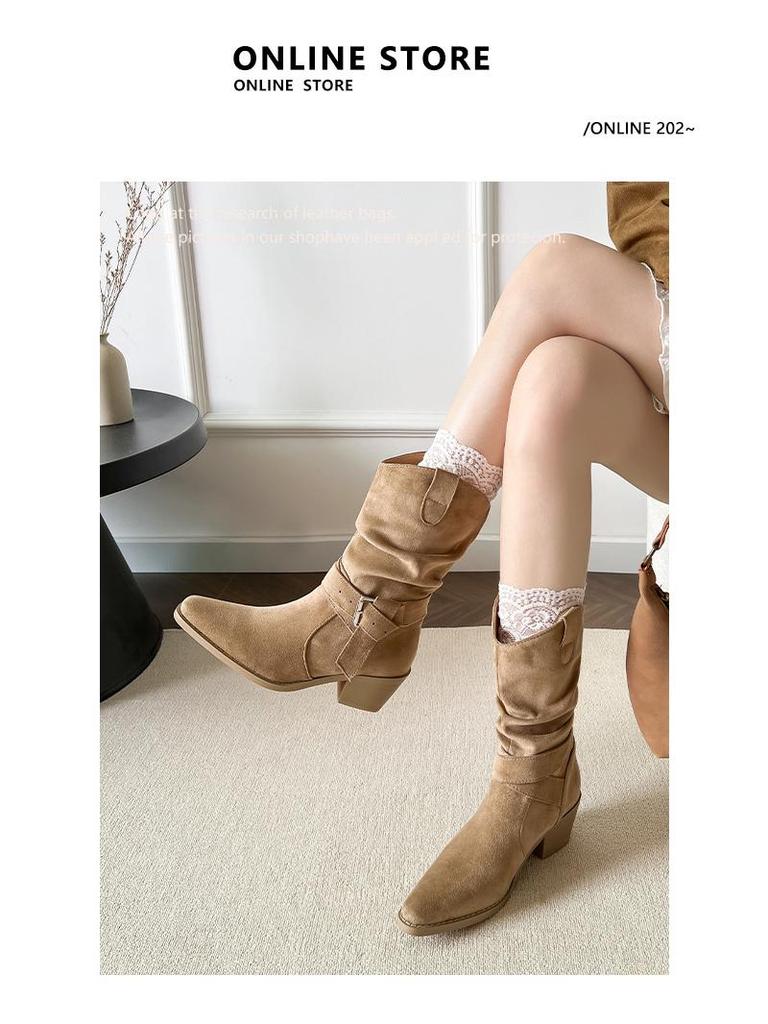 Women's Hidden Heel Western Chunky Ankle Boots - Autumn/Winter 2025 British Style Slimming Martin Boots
