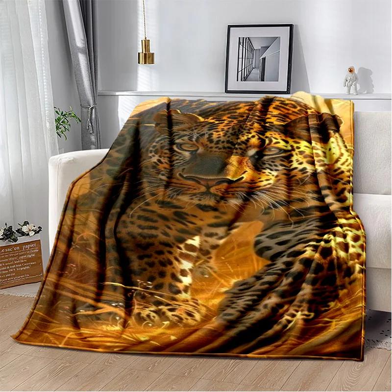 Plush Fleece Beast Animal Roses and Leopard Cheetah Throw Blanket Home Bedroom Bed Sofa Picnic Travel Cover Kid Soft Blanket