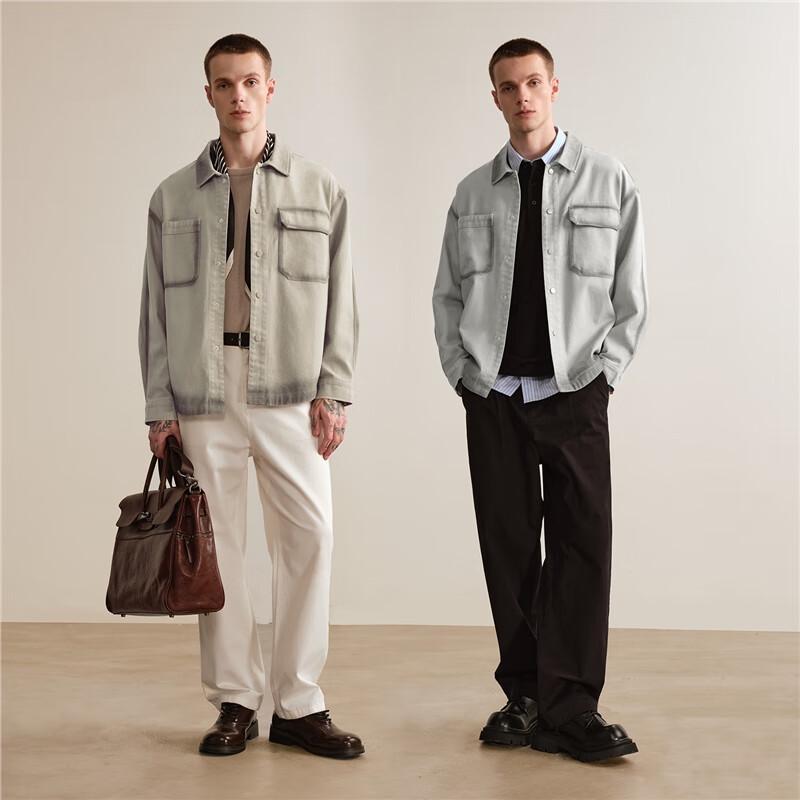 Giordano Men's Designer Washed Cotton Denim Jacket