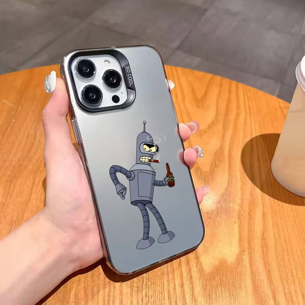 Futurama Funny Bender Phone Case For iPhone17,16,15,14,13,12,11 Plus,Pro Max Black Candy silver phone case