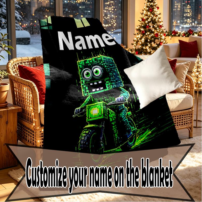Custom Name Personalized Minecraft Print Blankets, Home Decor, Bedroom, Sofa, Camping, Couch, Gifts for Birthday Christmas