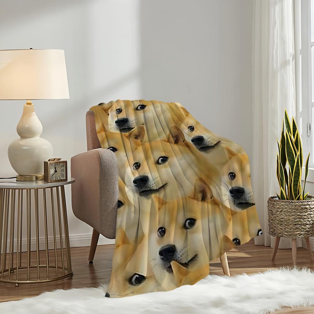 Забавная фланелевая manta Cheems Doge, теплая и удобная, мягкое плюшевое одеяло для дивана, офиса, спальни, подарок для путешествий
