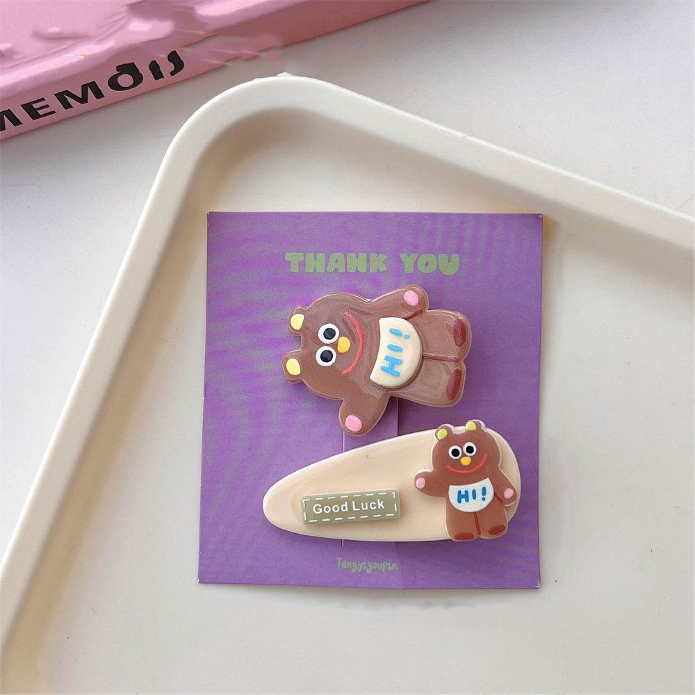 Kawaii Bear BB Clip Candy Color Cute Barrettes Set Funny Cartoon Mini Hair Clip Kids