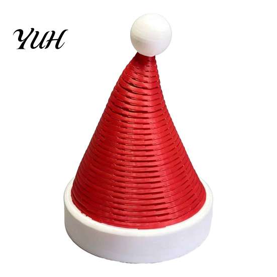 Stylish Tabletop Decorations 3D Printed Flexible Spring Santa Hat Figurine, Retractable Spiral Coil Fun Bendable Ornament Christmas Desktop with White