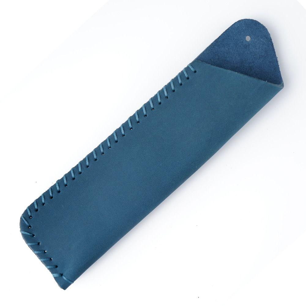 Handmade Cowhide Pencil Case Pencil Holder Pen Sleeve Pouch Retro Leather Pen Bag Crafts