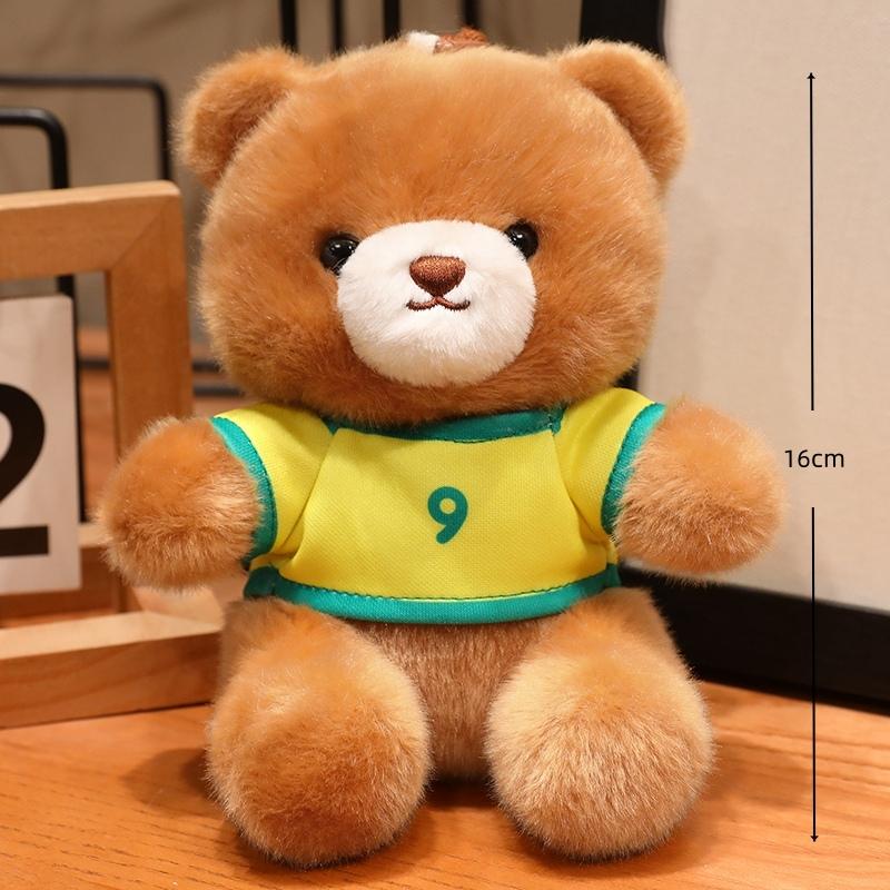 Football Bear Plush Pendant Toy - Lovely Stuffed Doll Wearing Football Jersey Fans Collection Gift Bear Wiffle Bag Decor