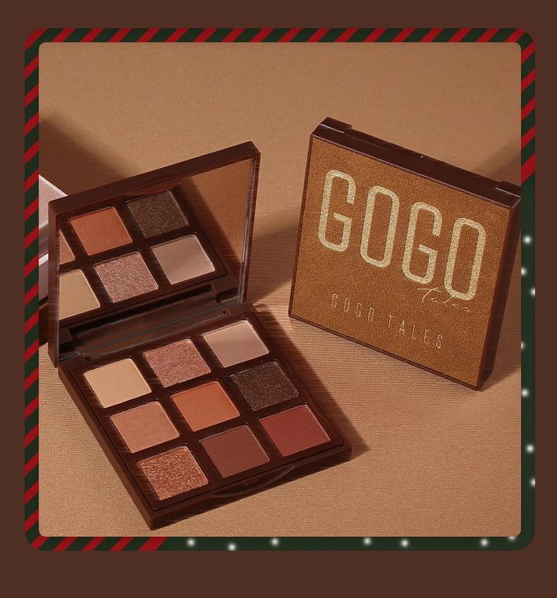GoGoTales Рождественская палетка теней для век Chocolate 605: Начинающим: Матовые и жемчужные земляные оттенки с блестками.