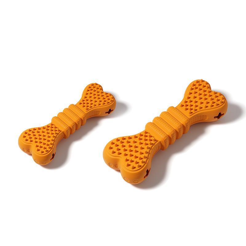 1pc Durable Rubber Dog Chew Toys Bone Shaped Treat Dispensing Puzzle Toy For Aggressive Chewers Teeth Cleaning Interactive Play Pet Supplies Puppy Tra