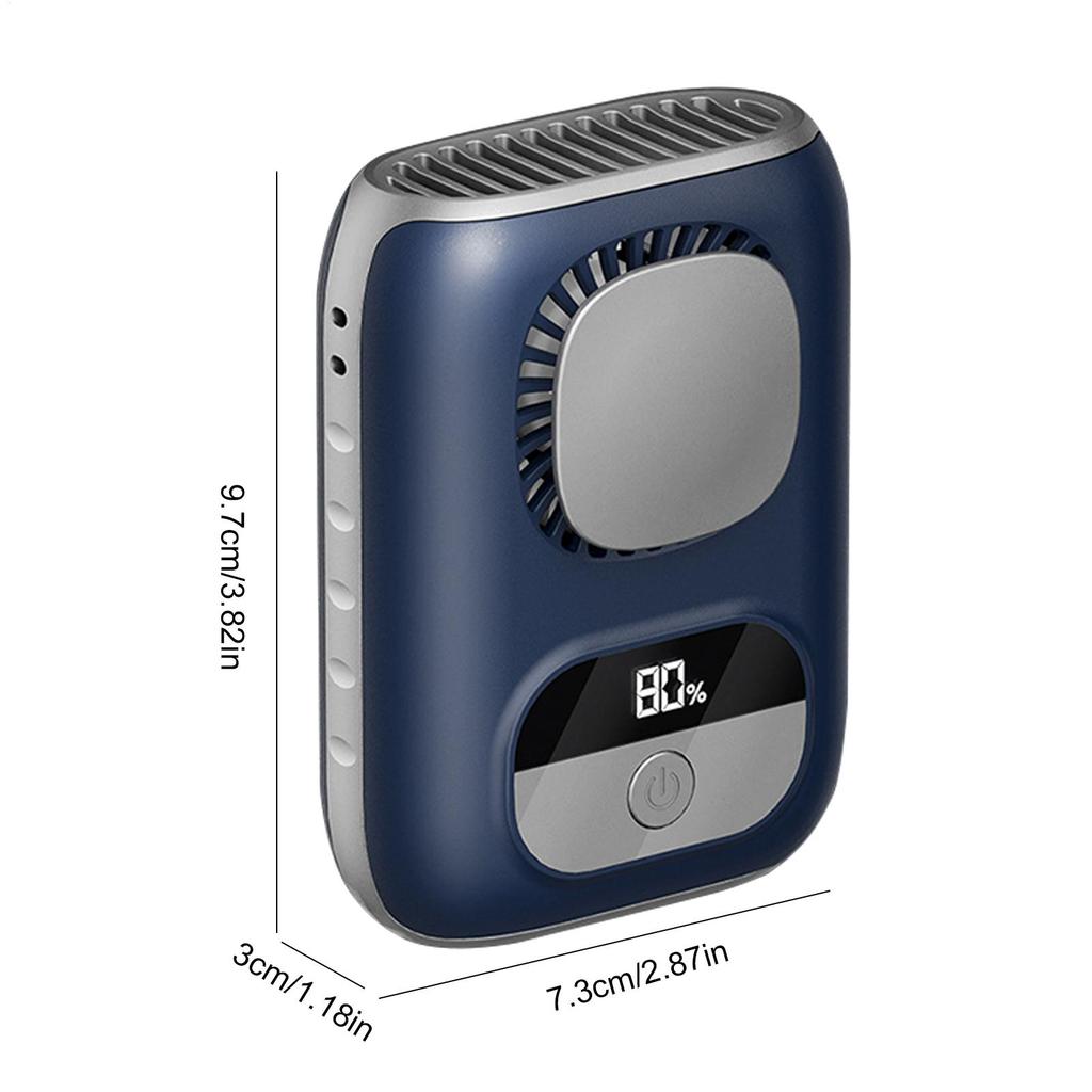 3CM Thin Tiny Portable Waist Fan 4000mAh Clip On Personal Neck Fan LED 12H Working 5 Speeds 10500RPM Strong Airflow with Lanyard