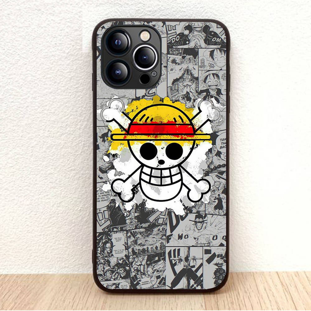 BW-2 Anime One Piece Soft Black Case for iPhone XR 14 15 11 12 13 6 7 8 X XS Pro Max Samsung S22 S23 S21 S24 FE Ultra S8 Plus