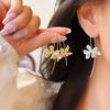 Элегантные металлические серьги-крючки с цветком женские французские изысканные цветочные темпераментные серьги-подвески свадебные украшения подарок
