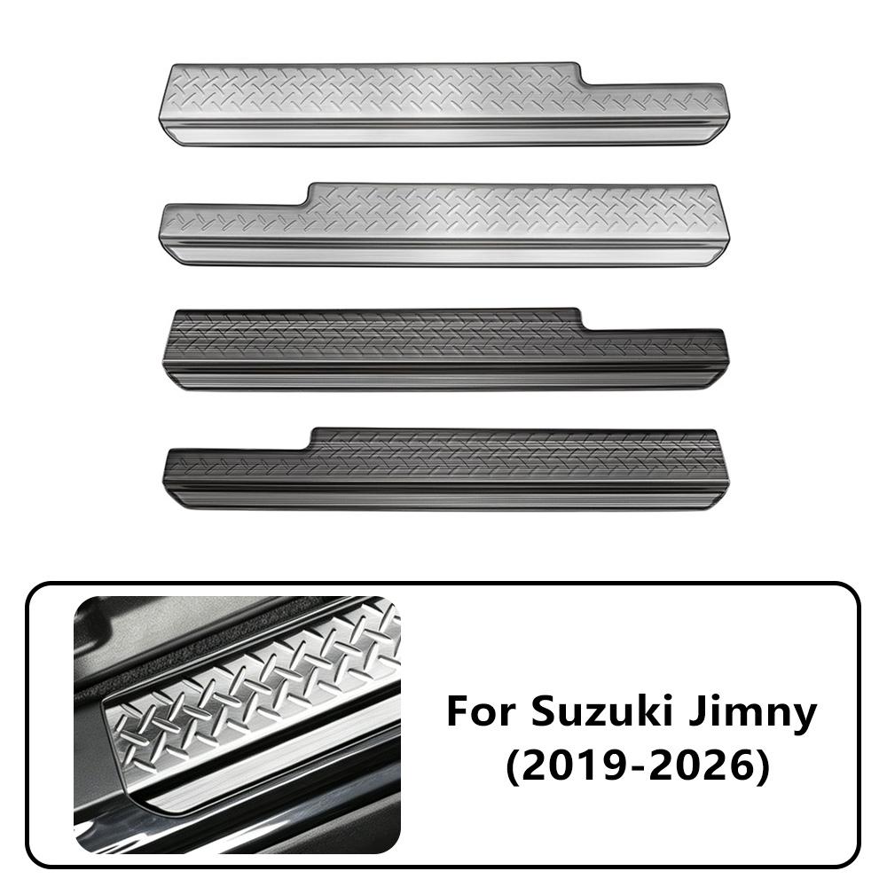 Защитная накладка на порог для Suzuki Jimny 2019 2020 2021 2022-2026 Нержавеющая сталь Накладка на порог Декоративная накладка Внешние аксессуары для автомобиля