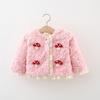 Girls' Coat Winter Thickened Fleece-lined Children's Baby Girls' Lace Mushroom Woolen Sweater Children's Winter Top