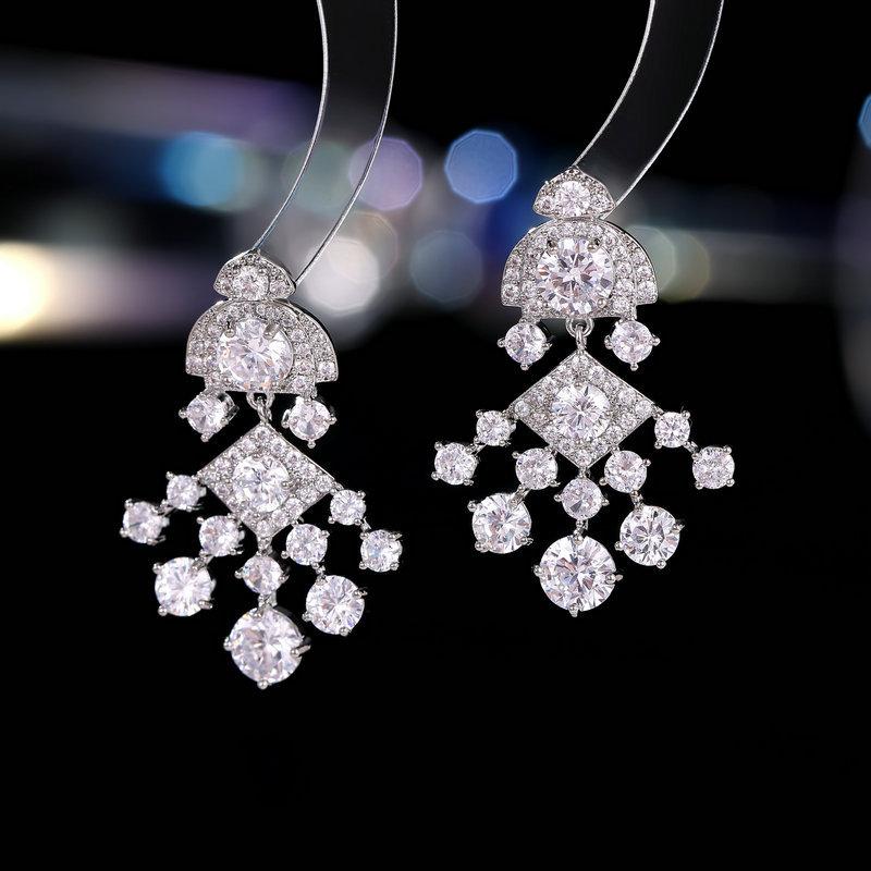 Серьги-иглы из серебра 925 пробы, легкие, роскошные, высокого класса, инкрустированные цирконами, веерообразные, банкетное платье с темпераментными свадебными серьгами