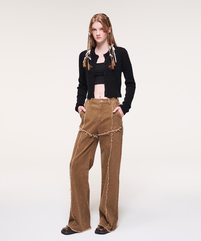 ETMON Damage Denim Pants, Light Brown