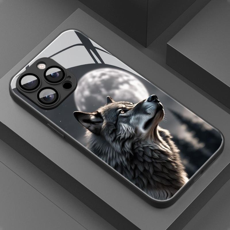 Креативная стеклянная чехол-накладка с рисунком Одинокого Волка Короля Для iphone 17 16 15 14 13 12 11 Pro Promax Plus Защита от падений